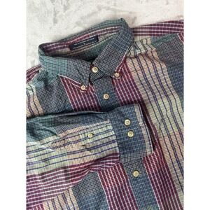 VTG 90s Dockers Shirt Mens L Multicolor Plaid Long Sleeve Button Down Y2K Preppy